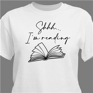 Personalized Shh I'm Reading T-Shirt - River Blue - Large (Mens 42/44- Ladies 14/16) by Gifts For You Now