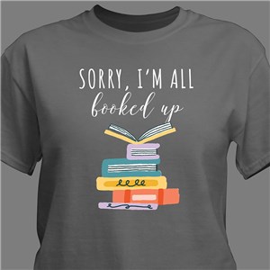 Personalized All Booked Up T-Shirt - Ash Gray - XL (Mens 46/48- Ladies 18/20) by Gifts For You Now