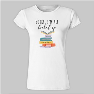 Personalized All Booked Up Women's Fitted T-Shirt - White - Large T-shirt (Size 8/10) by Gifts For You Now