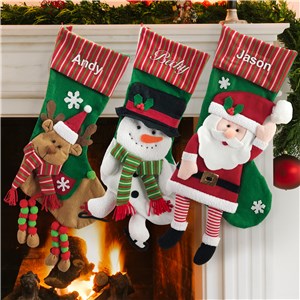 Personalized Stripe Character Christmas Stockings With Names Embroidered by Gifts For You Now