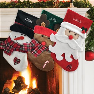 Personalized Plaid Scarf Embroidered Christmas Stockings by Gifts For You Now