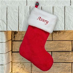 Personalized Red Plush Embroidered Christmas Stocking by Gifts For You Now