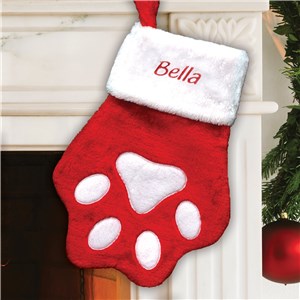 Personalized Embroidered Red Paw Christmas Stocking by Gifts For You Now