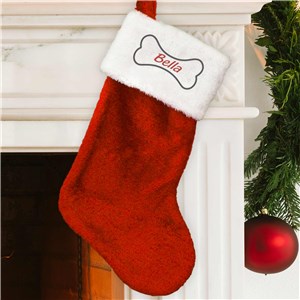 Personalized Embroidered Dog Bone Christmas Stocking by Gifts For You Now