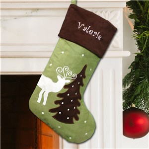 Image of Embroidered Holiday Reindeer Stocking