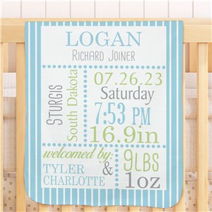 Personalized Birth Announcement Baby Blanket by Gifts For You Now