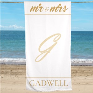 Personalized Mr & Mrs Beach Towel by Gifts For You Now