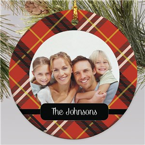 Plaid Ceramic Personalized Christmas Ornament by Gifts For You Now