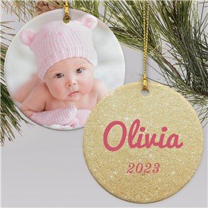 Personalized Glitter Name Photo Christmas Ornament by Gifts For You Now