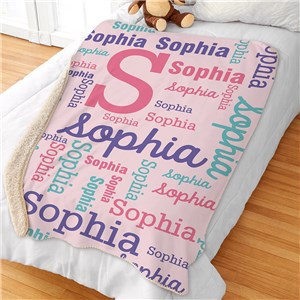 Personalized Girls Initial Word-Art Sherpa Blanket 50 x 60 by Gifts For You Now