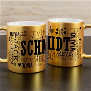 Personalized Gold Metallic Word-Art Mug by Gifts For You Now