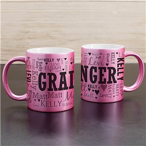 Personalized Pink Metallic Word-Art Mug by Gifts For You Now