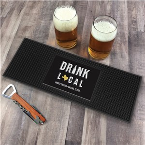 Personalized Drink Local Bar Mat by Gifts For You Now
