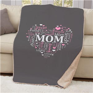 Personalized Heart Word-Art Sherpa Throw by Gifts For You Now