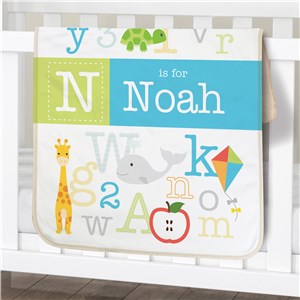 Image of Personalized Alphabet Sherpa Blanket for Baby
