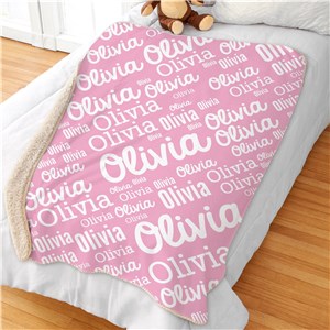 Personalized Girls Word Art Sherpa Blanket 50x60 by Gifts For You Now