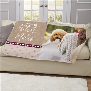 Personalized Life is Better Dog Photo Sherpa Blanket by Gifts For You Now