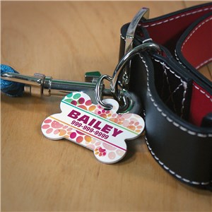 Personalized Paw Print Dog Bone Pet Tag by Gifts For You Now
