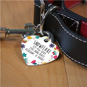 Personalized Floral Heart Shaped Pet Tag by Gifts For You Now