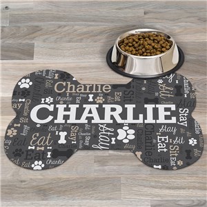 Personalized Word-Art Dog Bone Shaped Mat by Gifts For You Now