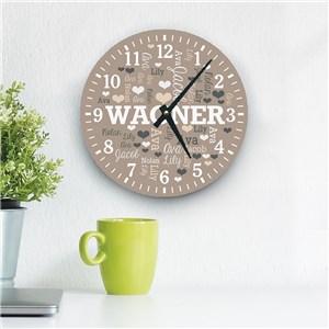 Personalized Family Word Art Wall Clock by Gifts For You Now