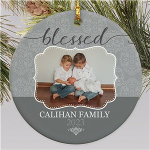 Personalized Blessed Photo Christmas Ornament by Gifts For You Now
