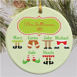 Personalized Christmas Character Legs Round Holiday Christmas Ornament by Gifts For You Now