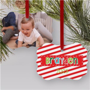 Personalized Candy Cane Double Sided Photo Christmas Ornament by Gifts For You Now
