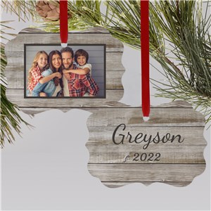 Personalized Vintage Family Photo Double Sided Christmas Ornament by Gifts For You Now