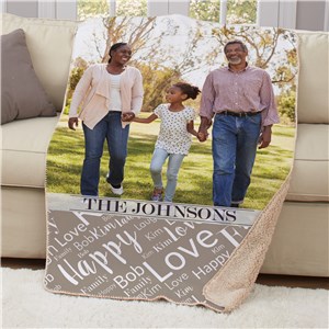 Personalized Family Photo Word-Art Vertical 50x60 Sherpa by Gifts For You Now