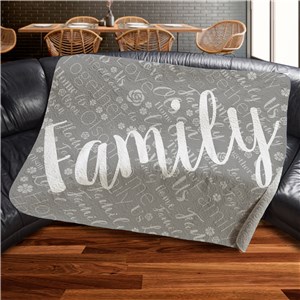 Personalized Diagonal Family Word Art Quilted Blanket by Gifts For You Now