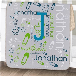 Initial Word-Art Sherpa Personalized Baby Sherpa Blanket by Gifts For You Now