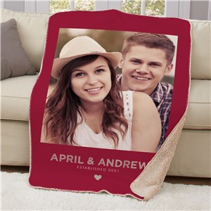 Image of Personalized Couples Photo Sherpa Blanket