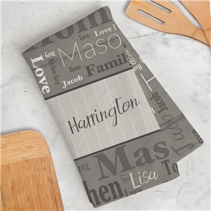 Personalized Wood Pattern Word Art Dish Towel by Gifts For You Now