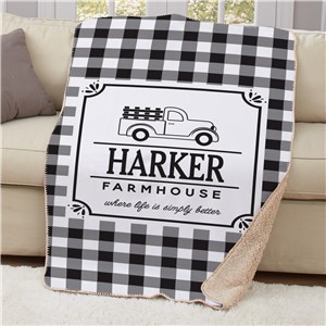 Personalized Farmhouse 50x60 Sherpa Blanket by Gifts For You Now