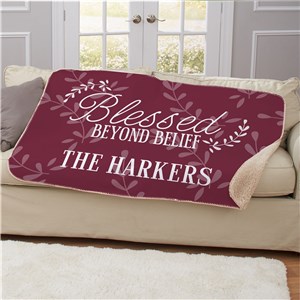 Personalized Blessed Beyond Belief 50x60 Sherpa Blanket by Gifts For You Now