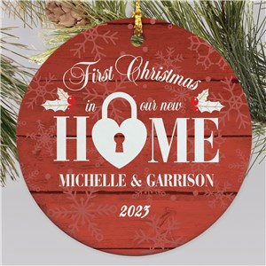 Personalized First Christmas In Our New Home Ceramic Holiday Christmas Ornament by Gifts For You Now