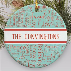 Personalized Striped Word Art Vintage Christmas Ornament by Gifts For You Now