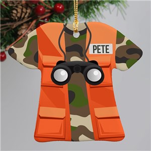 Personalized Camo With Binoculars T-Shirt Hunting Christmas Ornament by Gifts For You Now