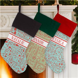 Personalized Vintage Word Art Christmas Stockings With Names by Gifts For You Now