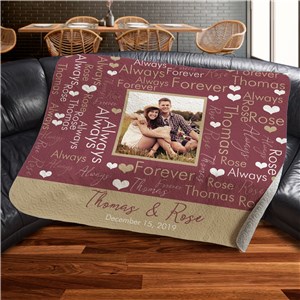 Personalized Word Art Couples Photo Quilted Blanket by Gifts For You Now