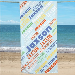 Personalized Kid's Word Art Beach Towel by Gifts For You Now