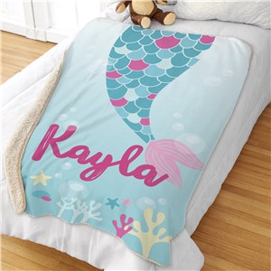 Image of Personalized Mermaid Tail Sherpa Blanket 50"x60"