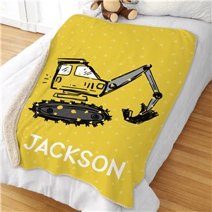 Image of Yellow Construction Machine 50"x60" Personalized Sherpa Blanket