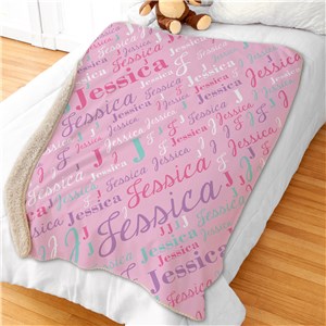 Script Word Art Personalized Girls Sherpa Blanket by Gifts For You Now