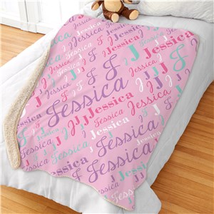 Image of Script Word Art Personalized Girls Sherpa Blanket