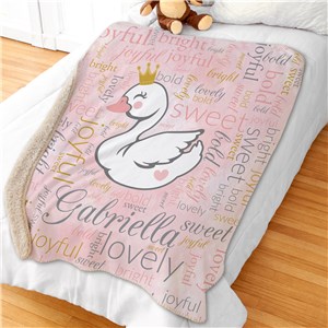 Word Art Personalized Swan Princess Sherpa Blanket 50"x60" by Gifts For You Now