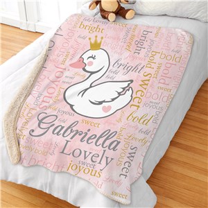 Image of Word Art Personalized Swan Princess Sherpa Blanket 50"x60"