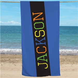 Personalized Boys Multi Color Name Beach Towel by Gifts For You Now