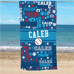Personalized Word-Art Sports Beach Towel by Gifts For You Now